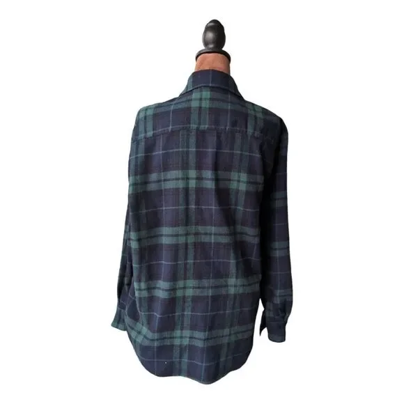 Cotton Plaid flannel boyfriend shirt tunic style size M Black Watch Tartan - Picture 4 of 7